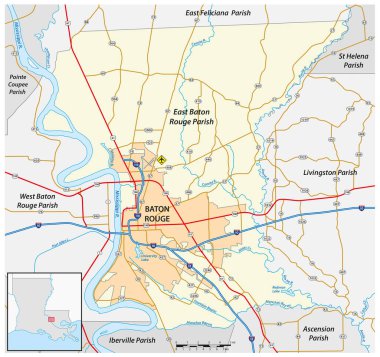 Baton Rouge Haritası Louisiana 'nın başkenti, ABD