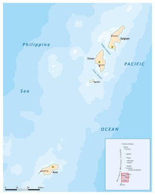 map of the islands Saipan, Tinian, Rota, Northern Mariana Islands clipart