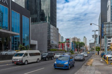 PANAMA ŞEHRİ, PANAMA-MARCH 25, 2019: Panama 'nın başkenti Panama City' nin merkezinde ufuk çizgisi