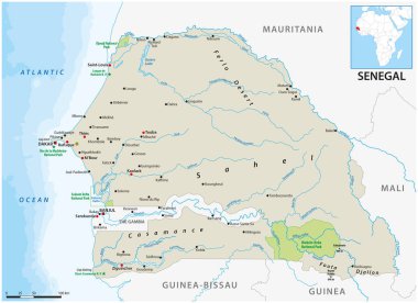 Batı Afrika Senegal Devleti Haritası 