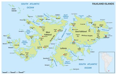 Falkland Adaları, ayrıca Malvinas, siyasi vektör harita