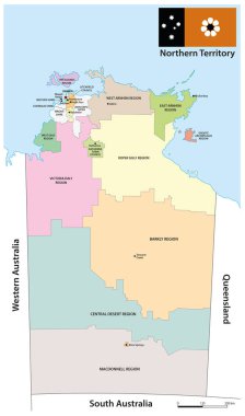 Avustralya 'nın kuzey bölgesinin idari haritası.