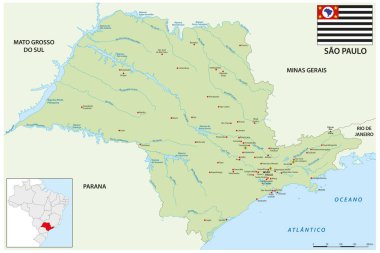 Brezilya 'nın Sao Paulo eyaletinin haritası