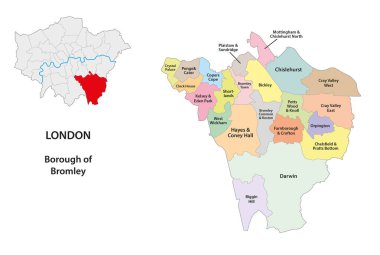 Vektör Haritası Bromley Koğuşları, Londra, İngiltere