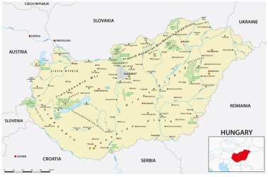 Hungary 'nin ayrıntılı vektör haritası