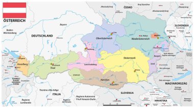 Avusturya Cumhuriyeti 'nin ayrıntılı idari vektör haritası