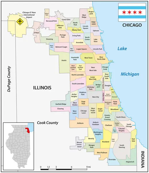 Chicago mahalle haritası, Illinois, ABD