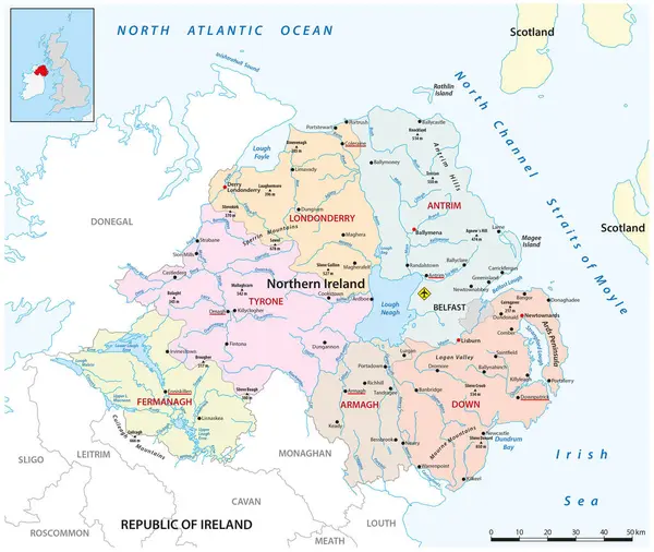 İngiltere 'nin Kuzey İrlanda eyaletinin vektör haritası