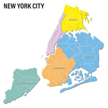 New York 'un beş semtinin renk genel haritası