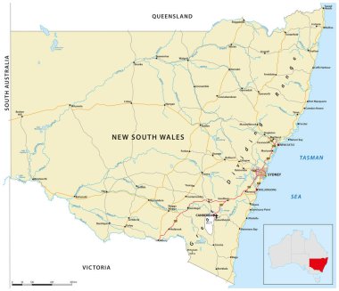 Avustralya Eyalet New South Wales harita yol haritası