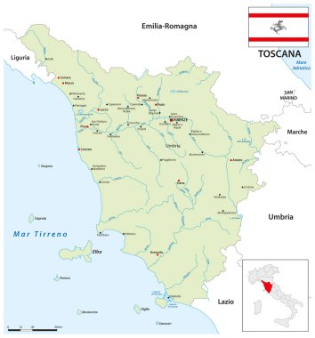 İtalya 'nın Toskana bölgesinin haritası