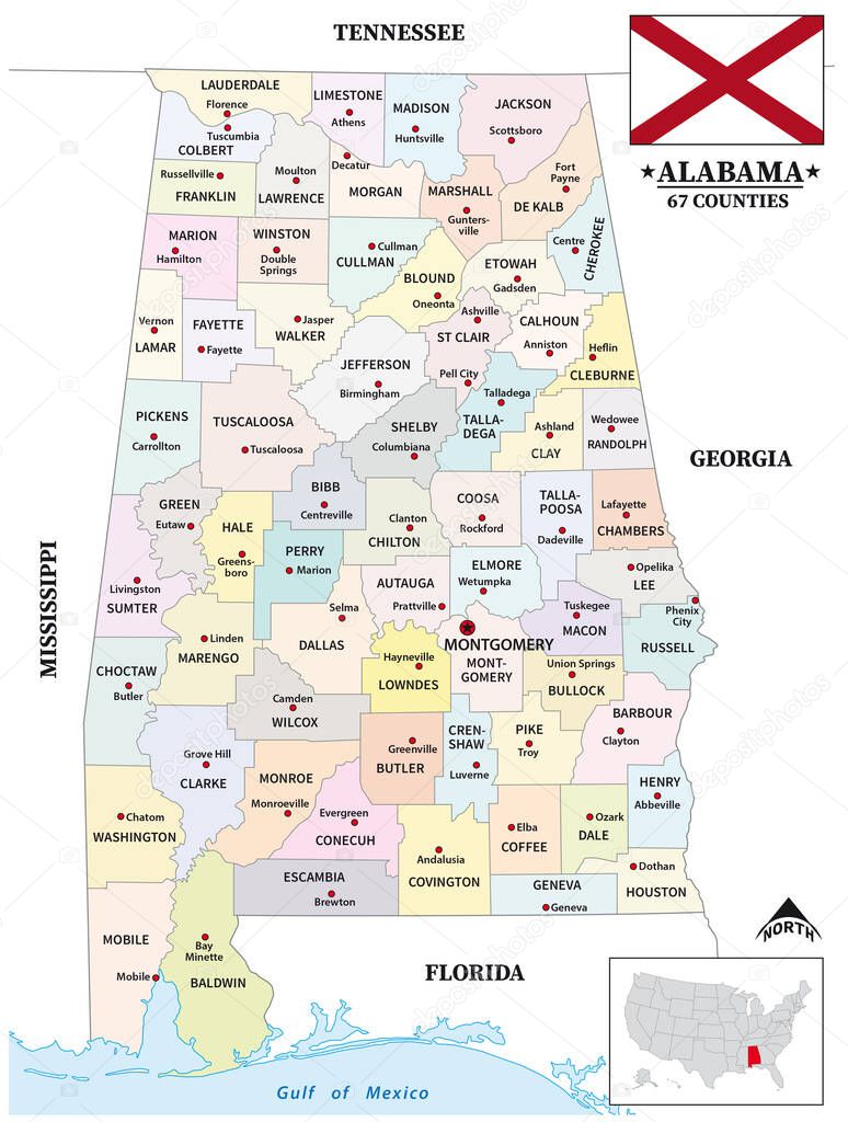County map of the US American state of Alabama