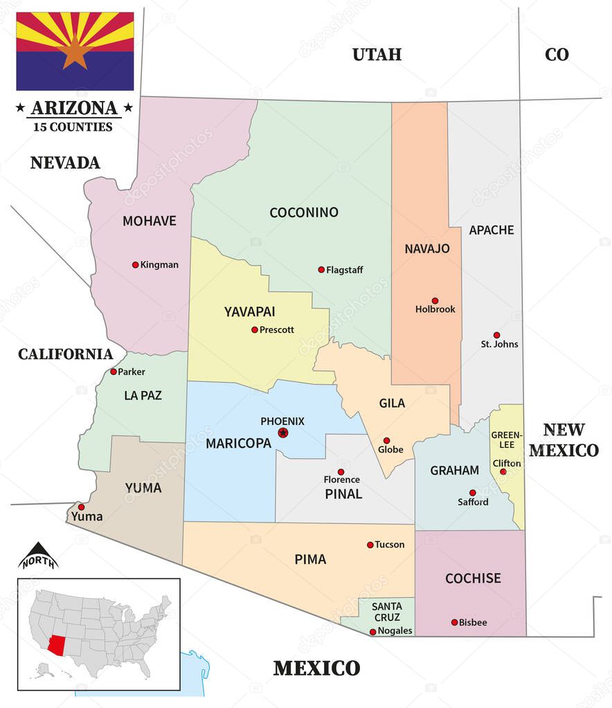 County map of the US American state of Arzona