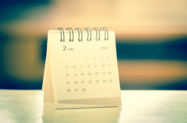 Blurred Feb calendar in planning concept.