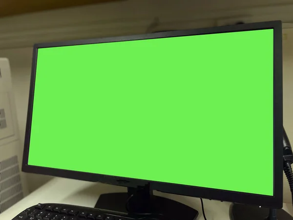 Großaufnahme Monitor Green Screen Studio — Stockfoto
