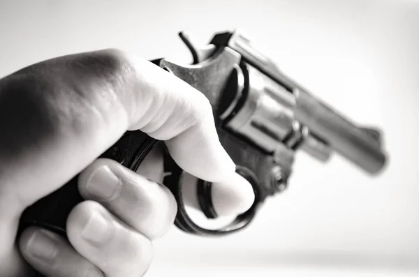 Pistolet Main Ton Sombre Dans Concept Criminalité — Photo