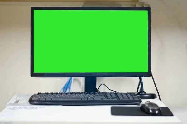 Cerrar Monitor Pantalla Verde —  Fotos de Stock