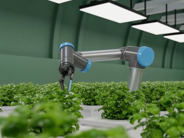 Tarım fütüristik konsepti, tarım teknolojisi ve tarım otomatiklerinde robotik 3d