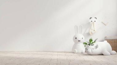 Çocukların odasındaki duvar, açık beyaz duvar 3D renginde.