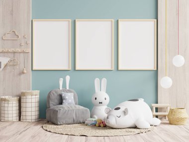 Çocuk odası duvar kâğıdı, çocuk odasındaki modelleme posterleri ya da 3D tasarım.