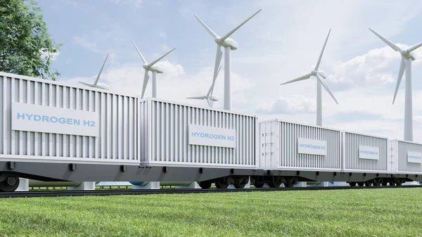 Wasserstoff Energiebereitstellung Durch Containerzug — Stockfoto
