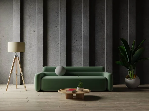 Modern Living Room Interior Green Sofa Decoration Room Empty Concrete — Stock Photo, Image