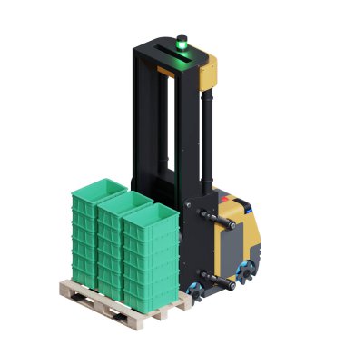 AGV Forklift, şeffaf arkaplan 33d oluşturmada izole edildi