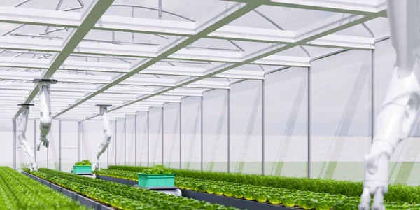 Smarta Robotbönder Koncept Jordbruk Teknik Automatisering Rendering — Stockfoto