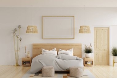 Yatak odasının iç tarafındaki poster çerçevesi 33D görüntüleme