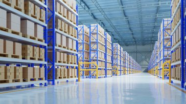 Lojistik merkezindeki boş depo, depolama ve dağıtım merkezleri için depo.