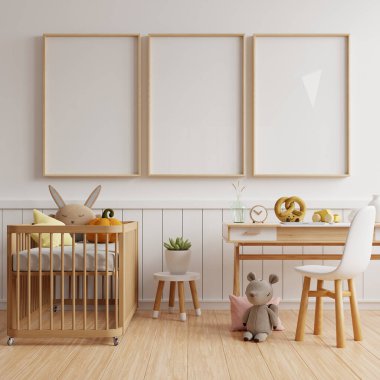 Çocuk odası, çocuk odası, çocuk odası, çocuk odası, mockup- 3 boyutlu resim.