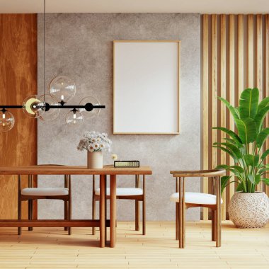 Yemek alanında ahşap mobilyaları, modern ışıklandırması ve biraz yeşillik katan büyük bir fabrikası olan minimalist bir tasarım var.