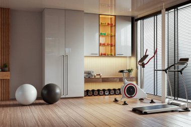 Modern hafif spor salonunun içi modern makineler ve fitness ekipmanlarıyla donatılmıştır. Çalışmalar için fonksiyonel ve rahat bir alan sunar.