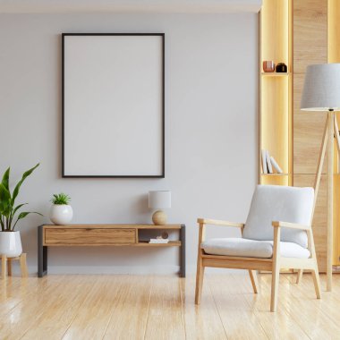 Çerçeve modeli, modern iç mimari çerçeve, oturma odasının duvar posteri mockup- 3D