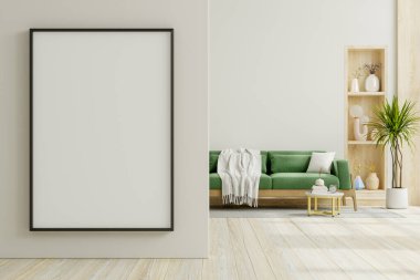 Çerçeve modeli, modern iç mimari çerçeve, oturma odasının duvar posteri mockup- 3D