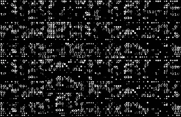 Fragmentado Código Binário Dados Exibir Fundo Abstrato Grungy Preto Branco — Fotografia de Stock