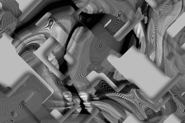 Siyah-beyaz üç boyutlu psikedelik soyutlama