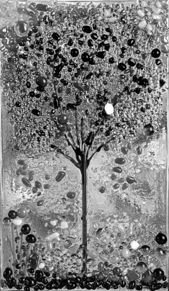 Glassware tree scene abstract in black and white