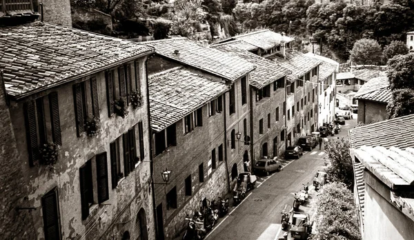 Traditional Tuscan Street Scene Sepia — Stock Photo, Image