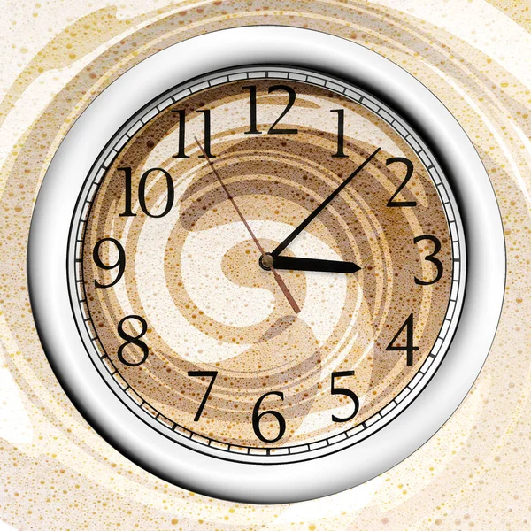 Час Кави Дизайн Кави Аналоговому Годиннику Обличчя — стокове фото