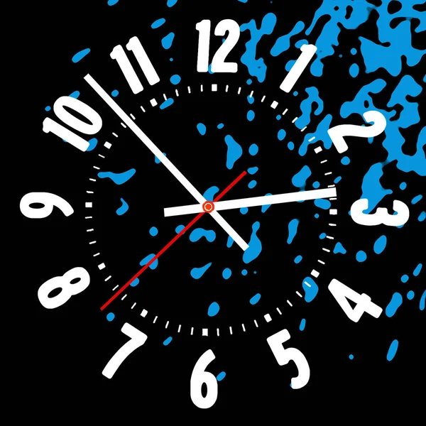 ペイントスプラッター効果のシンプルな楽しい抽象時計デザイン — ストック写真