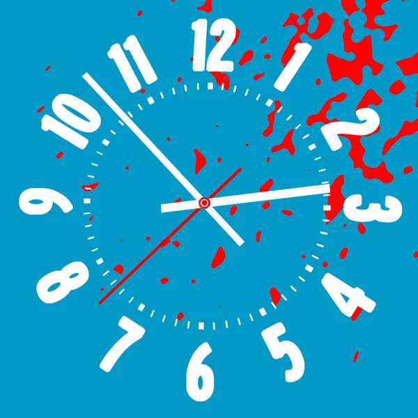 Prosta Zabawna Abstrakcyjna Konstrukcja Zegara Białymi Numerami Niebieskim Tle Efektem — Zdjęcie stockowe