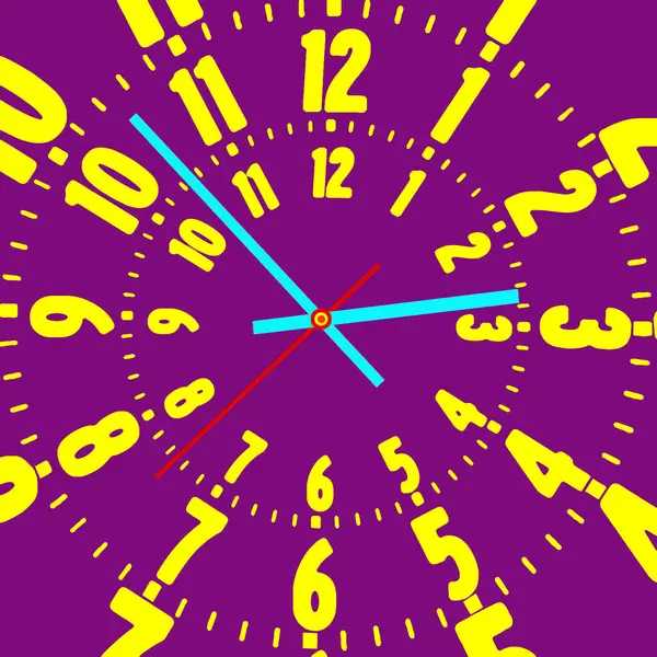 Diseño Reloj Pared Abstracto Inusual Amarillo Púrpura —  Fotos de Stock