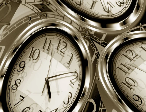 A surreal clock face time warp abstract art design in sepia