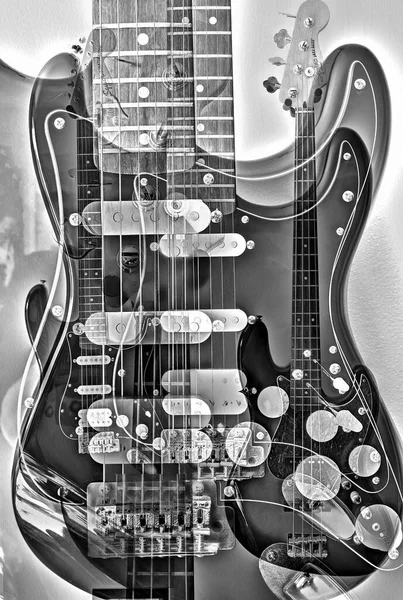 A rock guitar abstract poster design in black and white