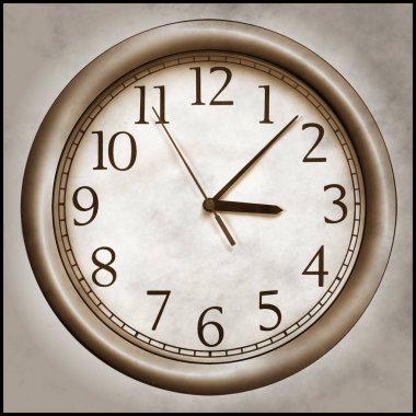 Sepya içinde izole edilmiş eski bir duvar saati 