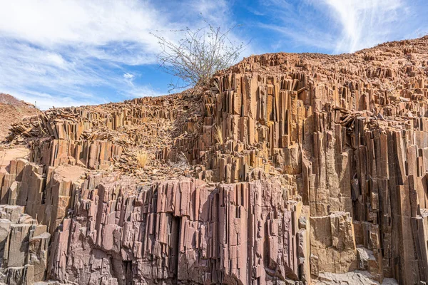 stock image Basalt, volcanic rocks known as the Organ Pipes, Twyfelfontein in Damaraland, Namibia.
