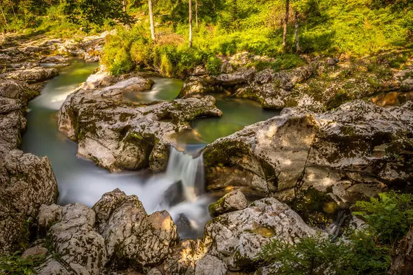 Beautiful Mostnica Gorge Green Water Bohinj Slovenia — Stock Photo, Image