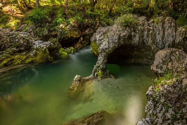 モストニカ渓谷 コリタ モスニス ボヒニ トリグラフ国立公園 スロベニアのエレファント スロンスク と呼ばれる有名な岩の特徴 — ストック写真