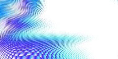 Soyut dijital fraktal model. Her tasarım için yatay arkaplan. Beyaz arkaplanda mavi dalgalar